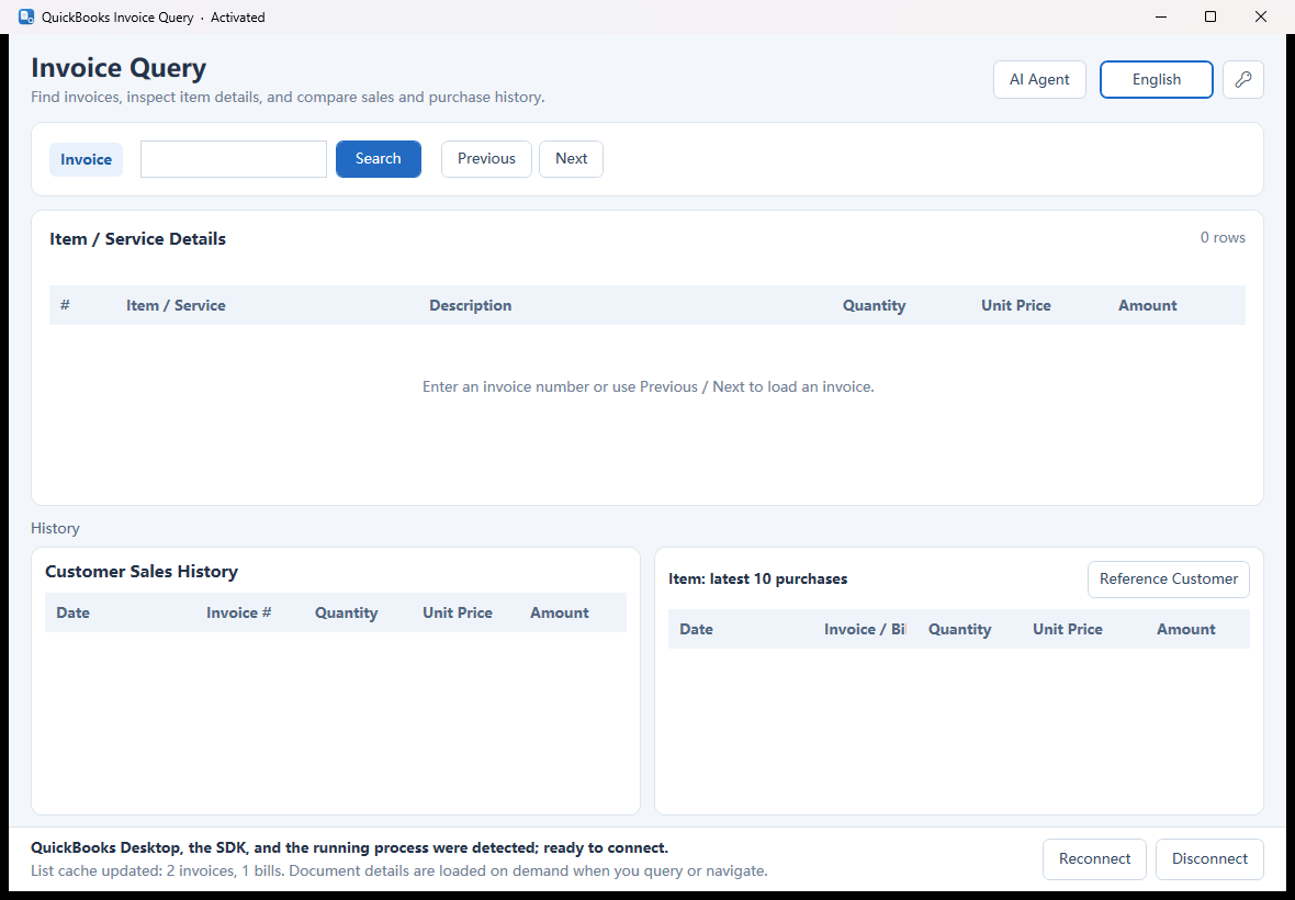 QbQuery — QuickBooks Desktop Invoice & Bill Query with AI
