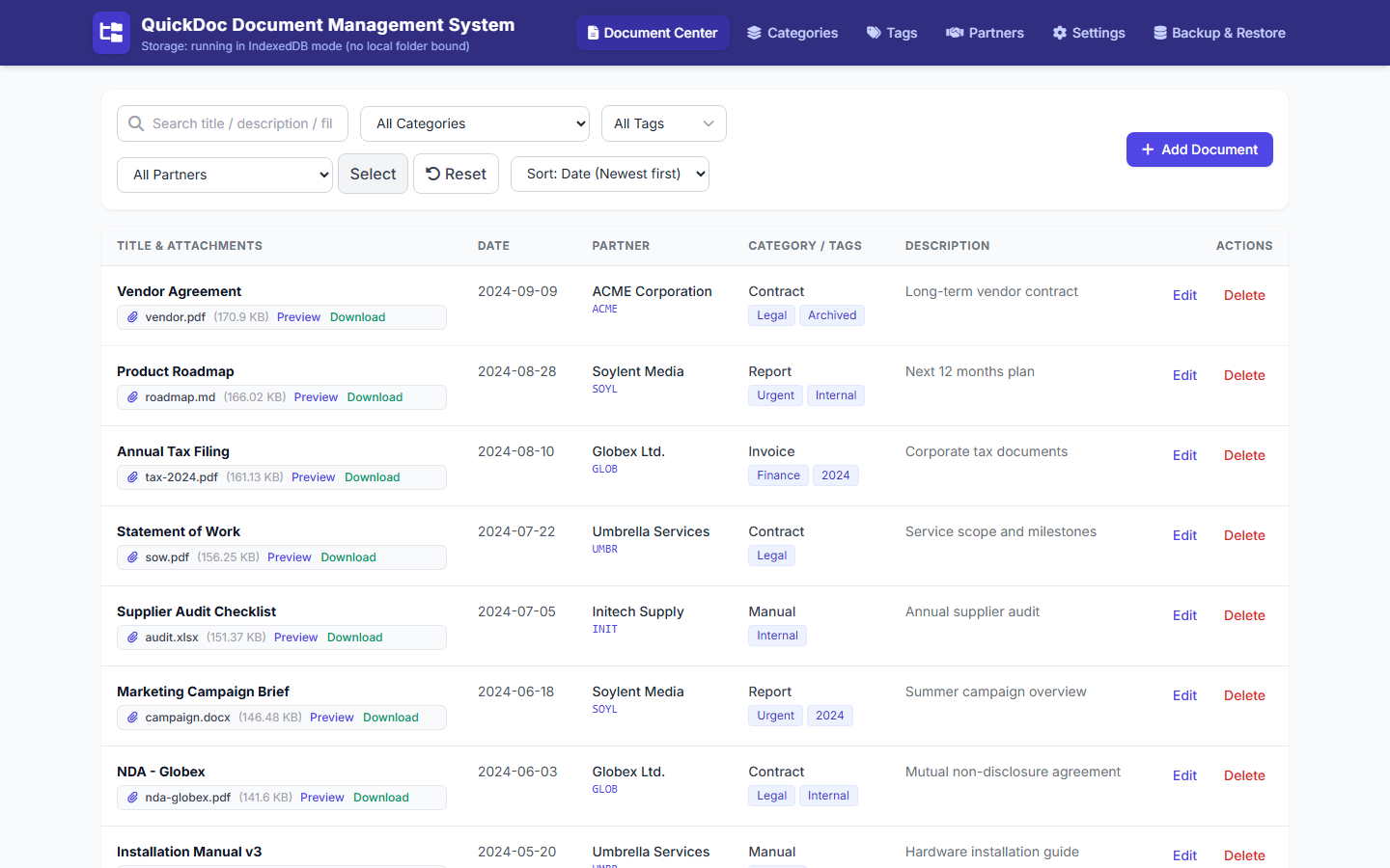 QuickDoc 1.0 — Single-File Offline Document Manager