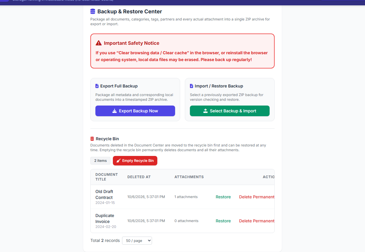 Backup and restore