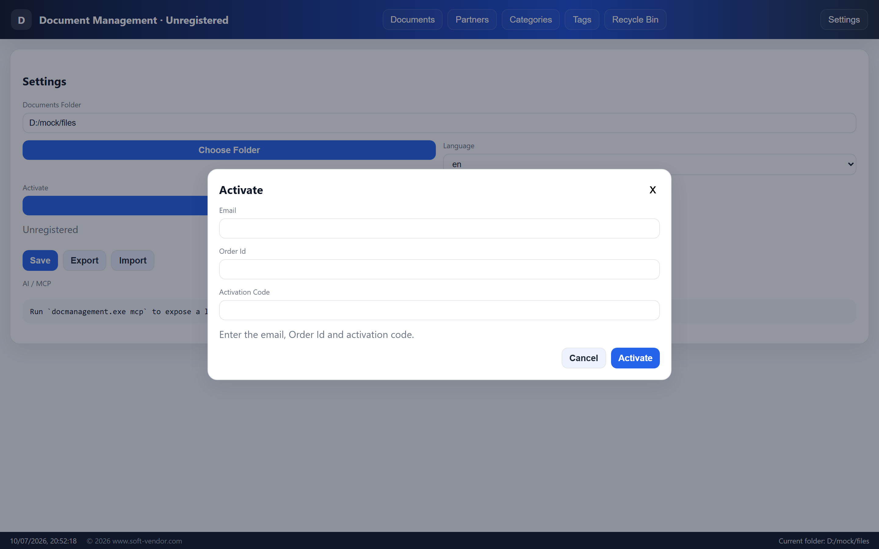 Activation form